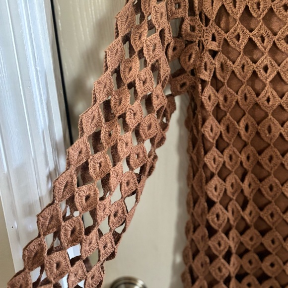 Outfit JP Brown, open checkered crochet top, two layer sweater, retro, bohemian - Picture 3 of 4